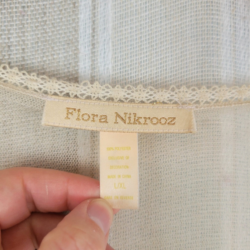Vintage Flora Nikrooz Sheer Peignoir Robe Nightgown Cream Ivory Size Large/XL - Picture 5 of 16